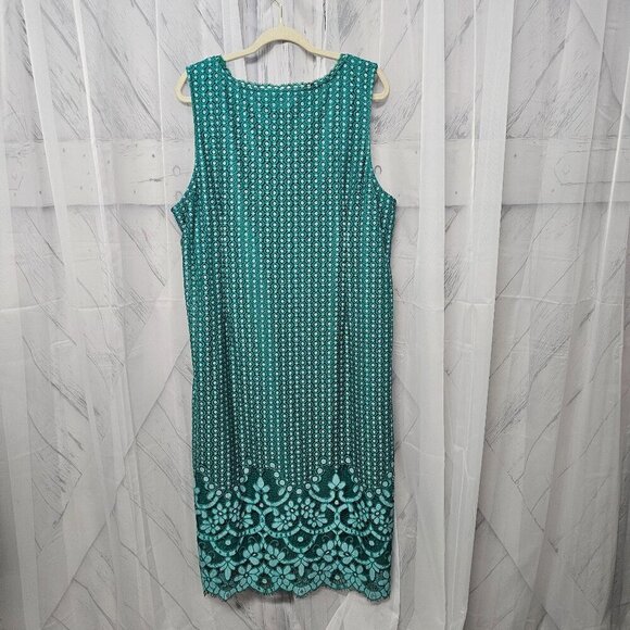 COPY - Isaac Mizrahi Live Green Lace Crochet Sleeveless Floral Boho Shift Dress… - Picture 6 of 13